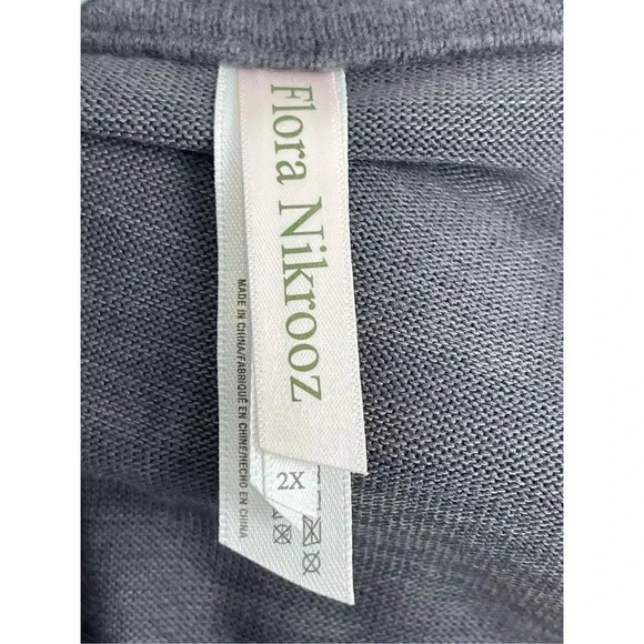 Flora Nikrooz Soft Fleece Lounge Pajama Top Pullover 2X Gray Long Sleeves V-Neck - Picture 5 of 6